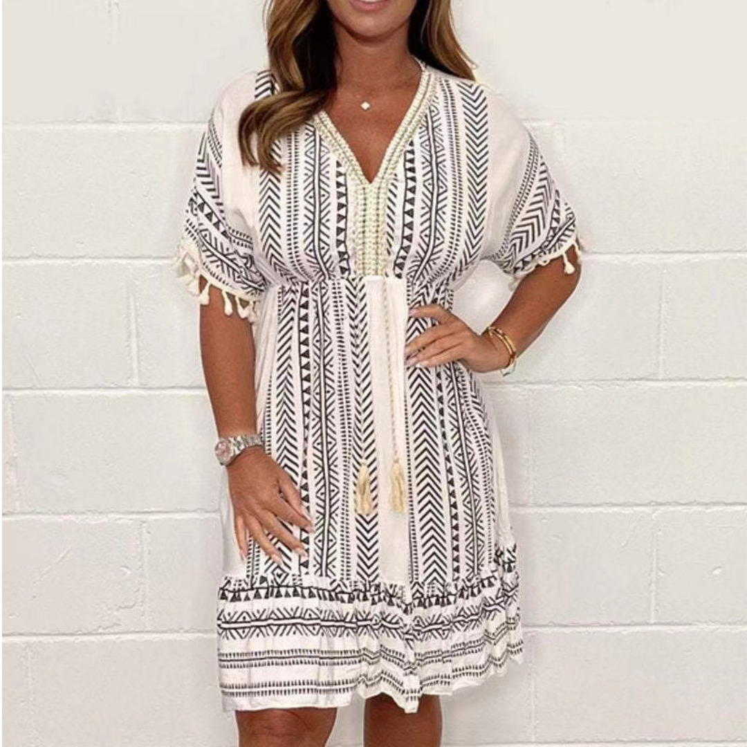 Bohemian Vintage Jurk met Etnische Print