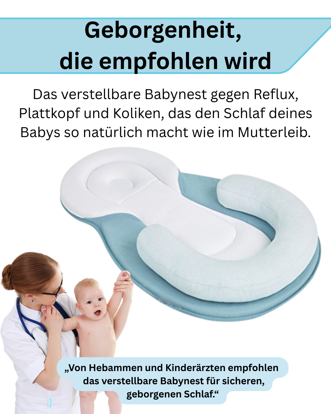 CozyNest- Verstellbares Babynest für gesunden Schlaf und Linderung von Reflux und Koliken