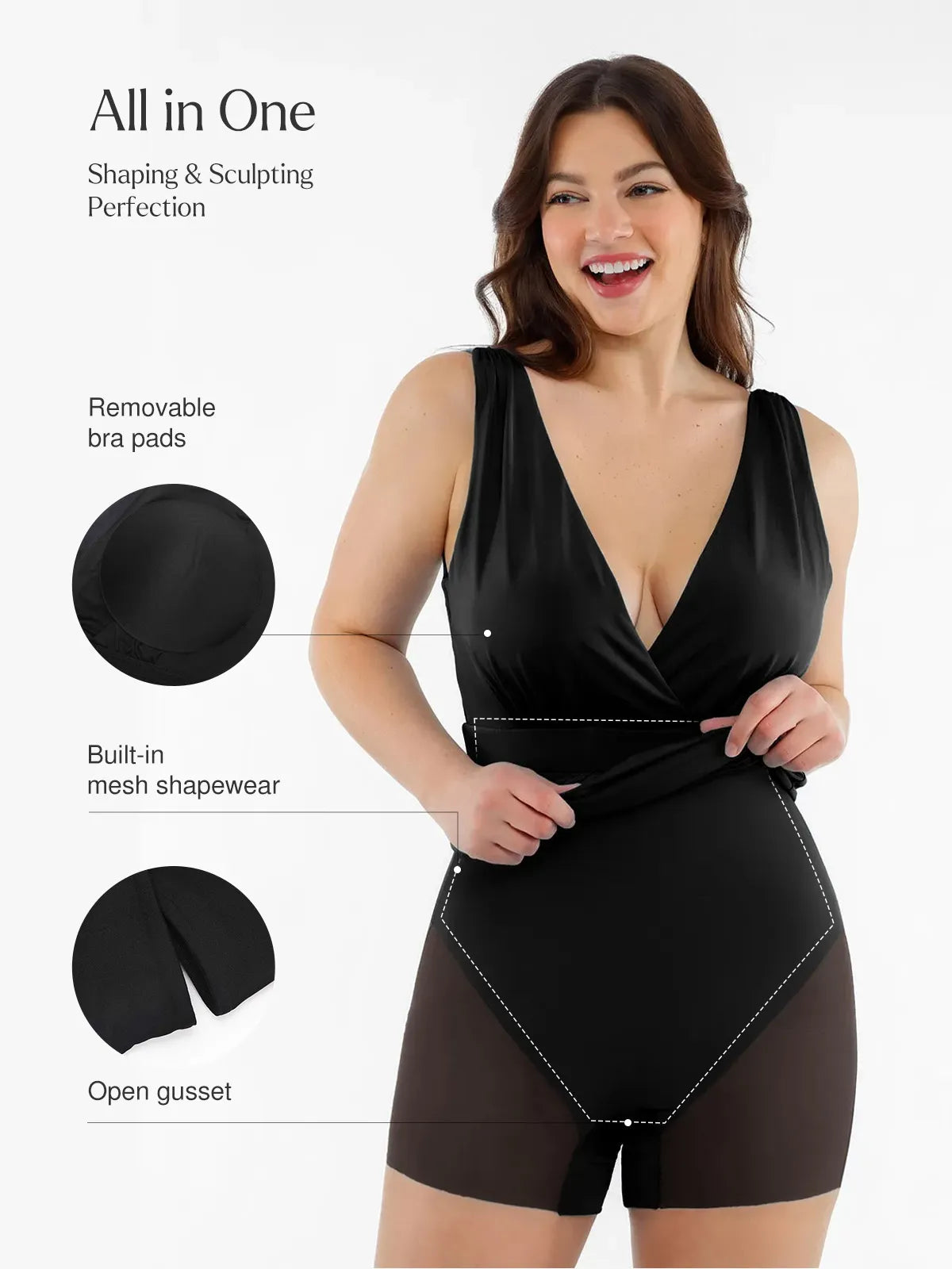 Shapewear Deep V-Neck Front Slit Goddess Maxi Dress