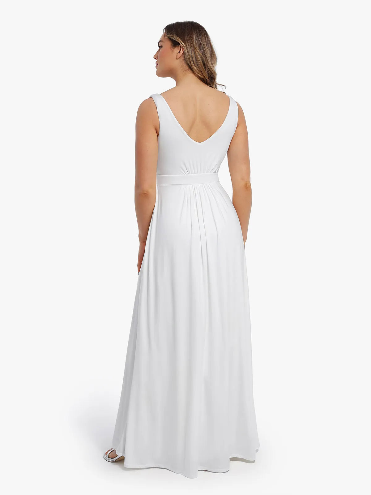 Shapewear Deep V-Neck Front Slit Goddess Maxi Dress